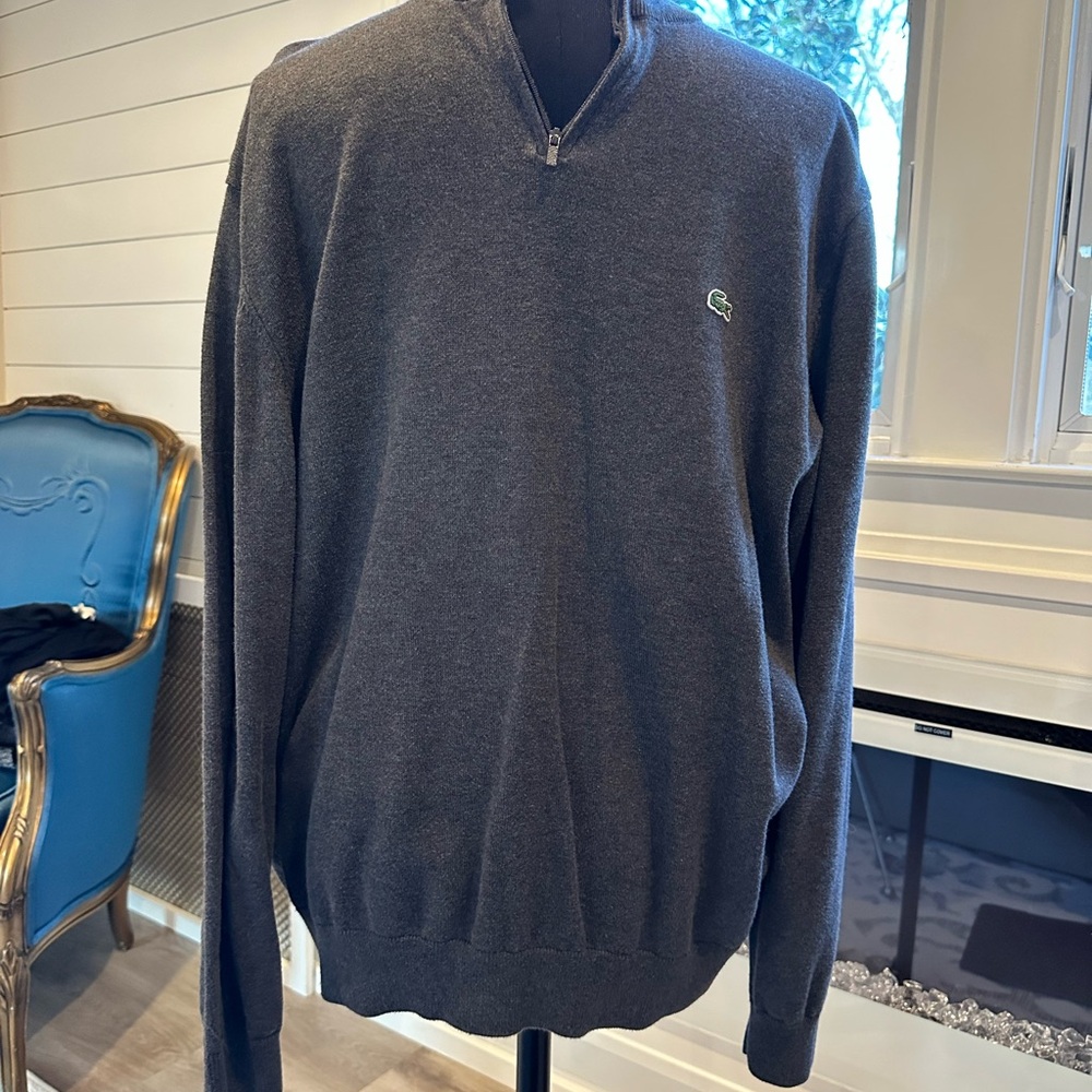 Lacoste Men's Charcoal Zip-Up Sweater